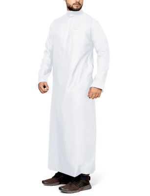 White Sapphire Thobe With Concealed Zip