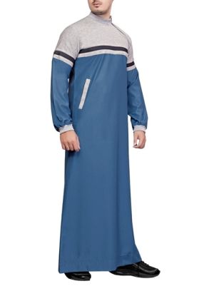 Steel Blue Thobe with T-Shirt Fabric Design