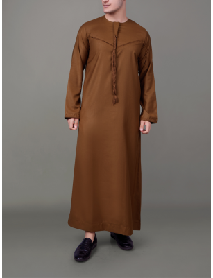 Mocha Emirati Embroidery Thobe