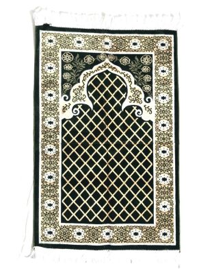 Luxury Velvet Islamic Prayer Rug / Janamaz / Musallah Green
