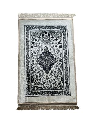 Super Soft Islamic Prayer Mat White And Black Jannamaz Musallah