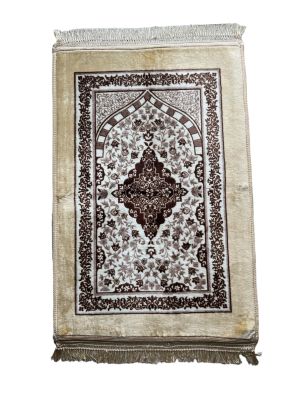 Super Soft Islamic Prayer Mat Brown And White Jannamaz Musallah